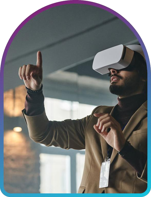A professional using a VR headset
